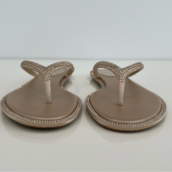 RENE CAOVILLA DIANA BEIGE SATIN HONEY STRASS SANDALS SIZE IT 38 / US 38 NIB! - Picture 14 of 17